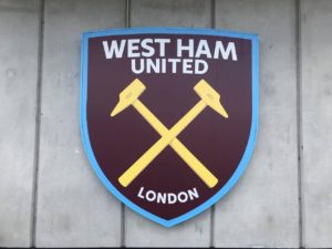 West Ham badge outside London Stadium