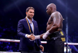 Eddie Hearn and Dillian Whyte shaking hands 