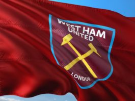 Waving West Ham United Flag