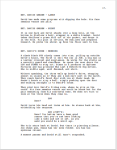 An example page from Joe's screenplay