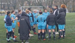UEL Women receive a stern half-time team talk