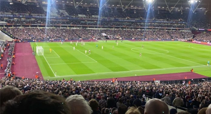 West Ham United and Sevilla battling out in the London Stadium image credit : Joshua Owoaje